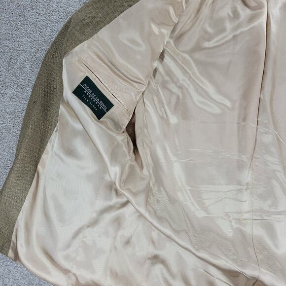 Oscar De La Renta Silk Wool Sport Coat Mens 42R Tan Gold Weave Three Button - Picture 9 of 13